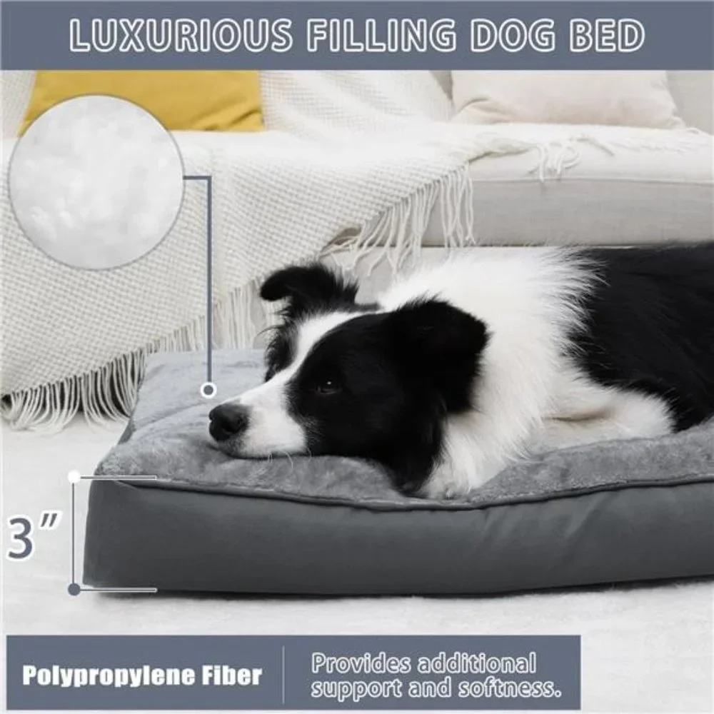Dog Crate Bed Waterproof Deluxe Plush Dog Beds with Removable Washable Cover